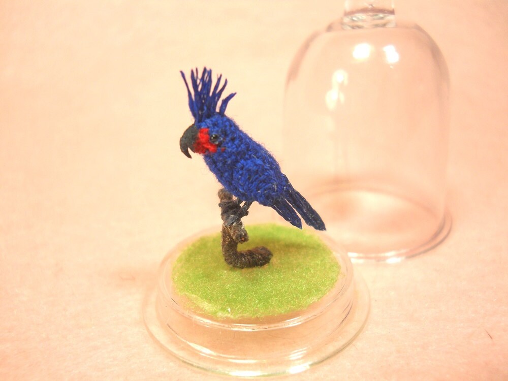 Palm Cockatoo - Micro Amigurumi Miniature Crochet Bird Stuffed Animal - Made To Order