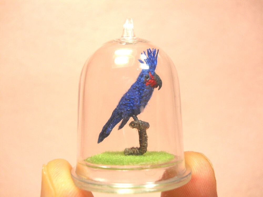 Palm Cockatoo - Micro Amigurumi Miniature Crochet Bird Stuffed Animal - Made To Order