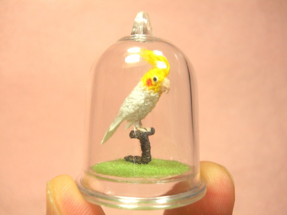 Cockatiel Cockatoo - Micro Amigurumi Miniature Crochet Bird Stuffed Animal - Made To Order
