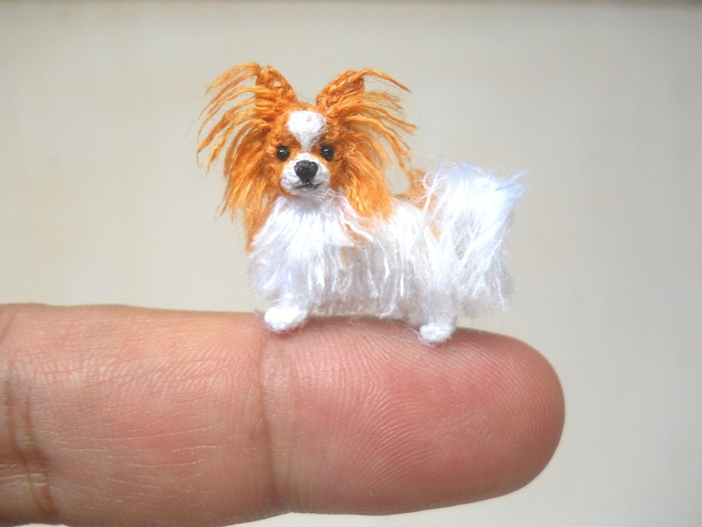 Miniature Papillon - Tiny Crochet Miniature Dog Stuffed Animals - Made To Order