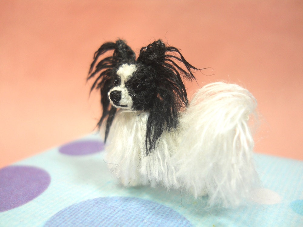 Mini Papillon Dog - Tiny Crochet Miniature Dog Stuffed Animals - Made To Order
