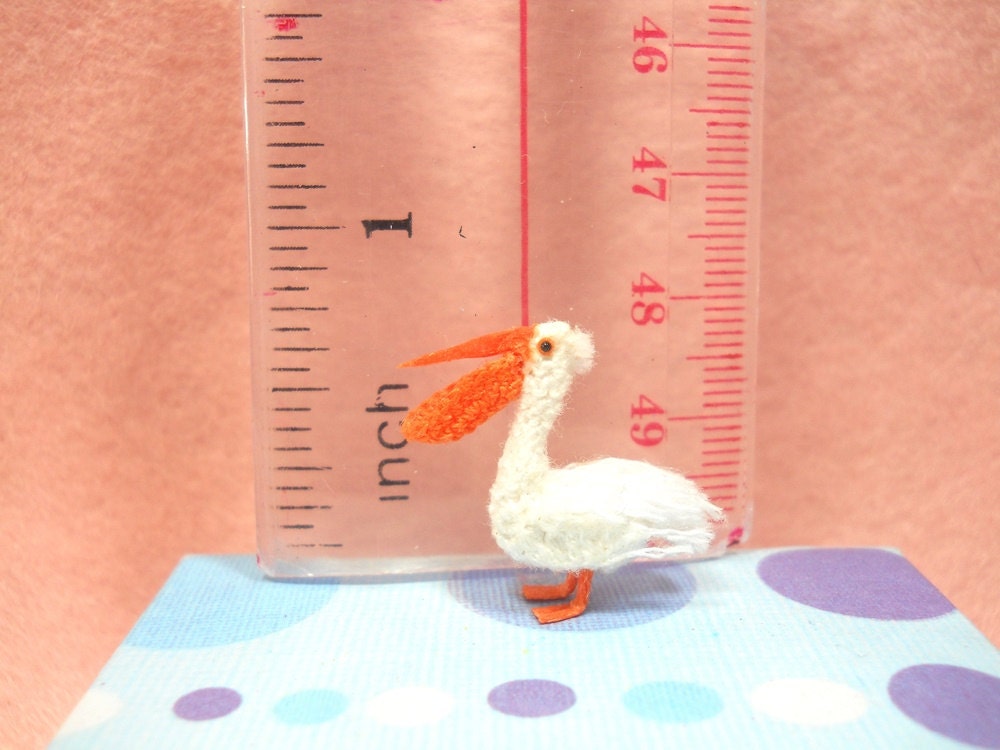 American White Pelican - Tiny Crocheted Bird - Made To Order