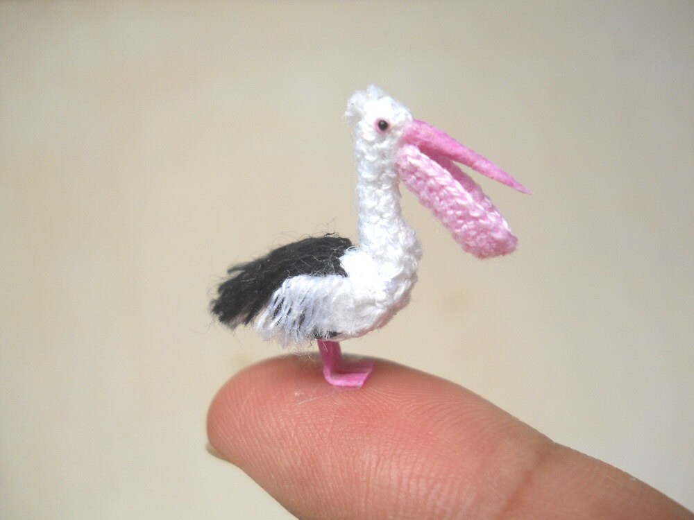Australian Pelican - Micro Mini Crocheted Bird - Made To Order