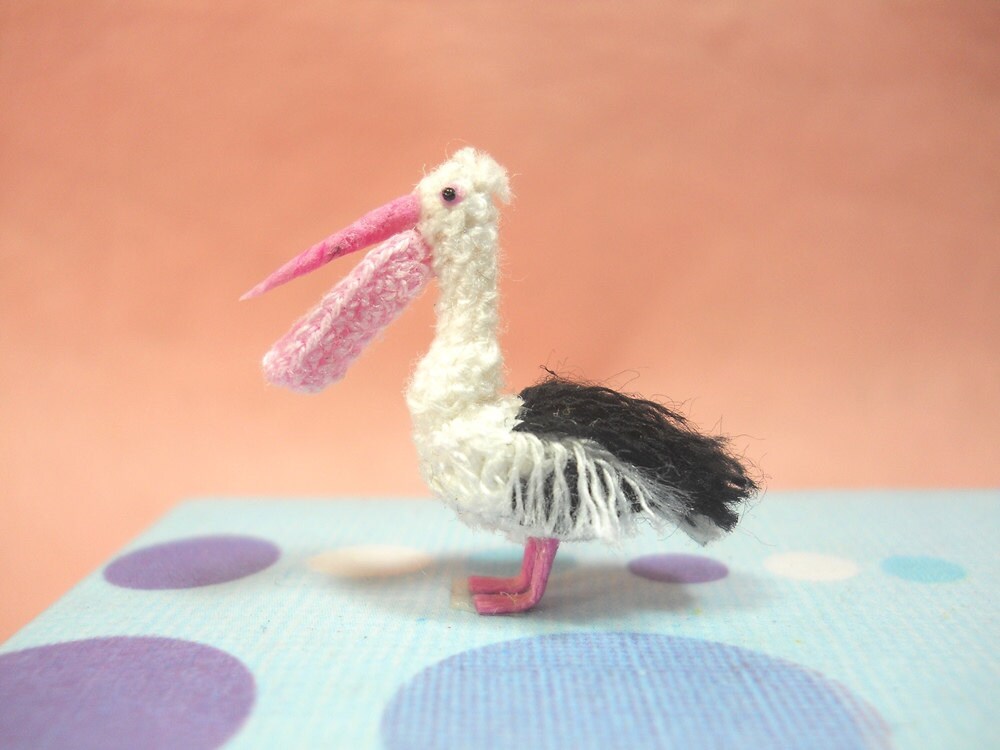 Australian Pelican - Micro Mini Crocheted Bird - Made To Order