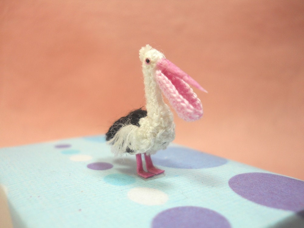 Australian Pelican - Micro Mini Crocheted Bird - Made To Order