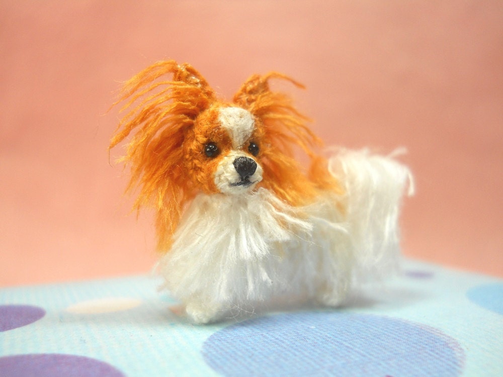 Miniature Papillon - Tiny Crochet Miniature Dog Stuffed Animals - Made To Order