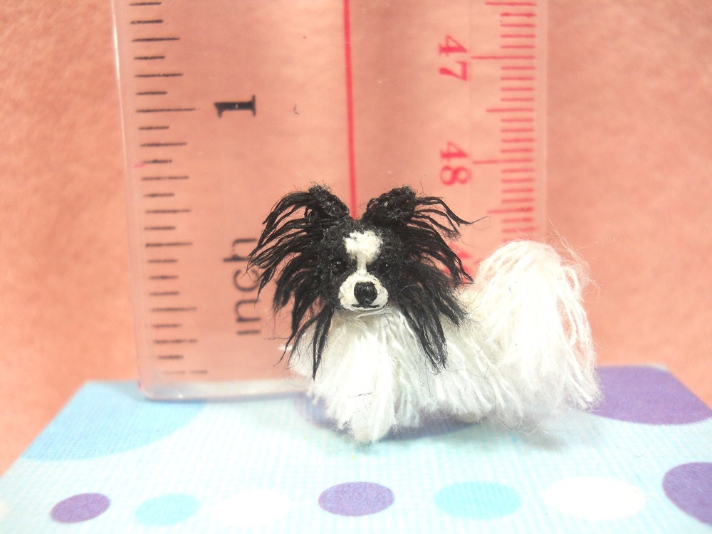 Mini Papillon Dog - Tiny Crochet Miniature Dog Stuffed Animals - Made To Order