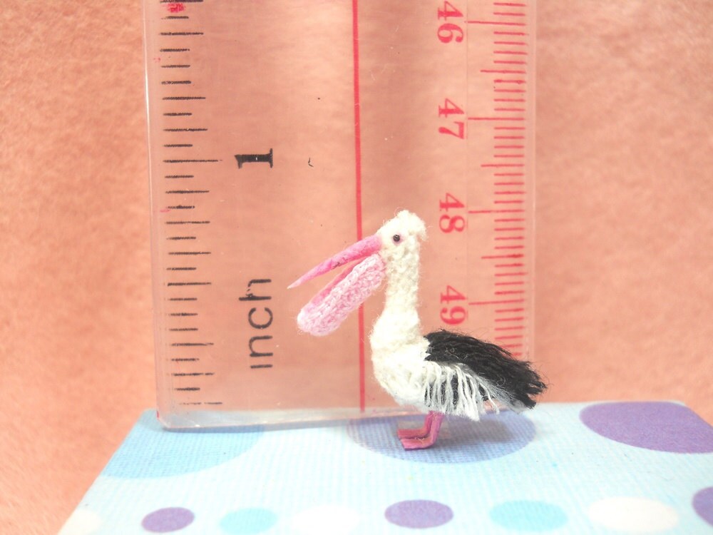 Australian Pelican - Micro Mini Crocheted Bird - Made To Order