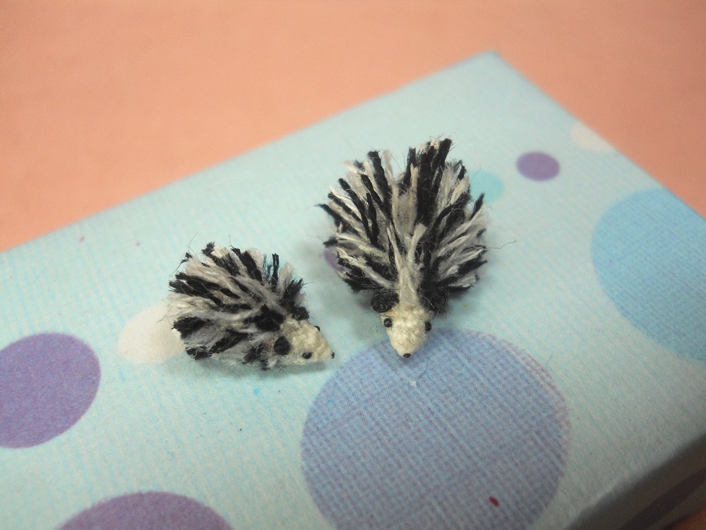 Micro Mini Hedgehogs - Miniature Doll Tiny Stuffed Animals - Made To Order