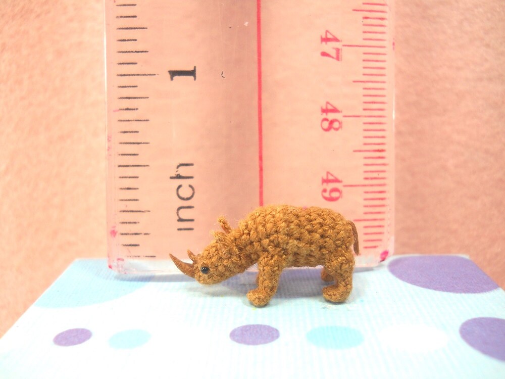 Miniature Rhino - Micro Crochet Stuffed Tiny Animal - Made To Order