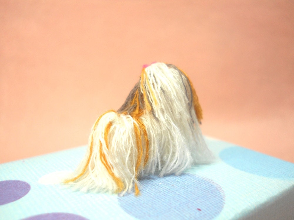Tricolor Shi Tzu - Tiny Crochet Miniature Dog Stuffed Animals - Made To Order