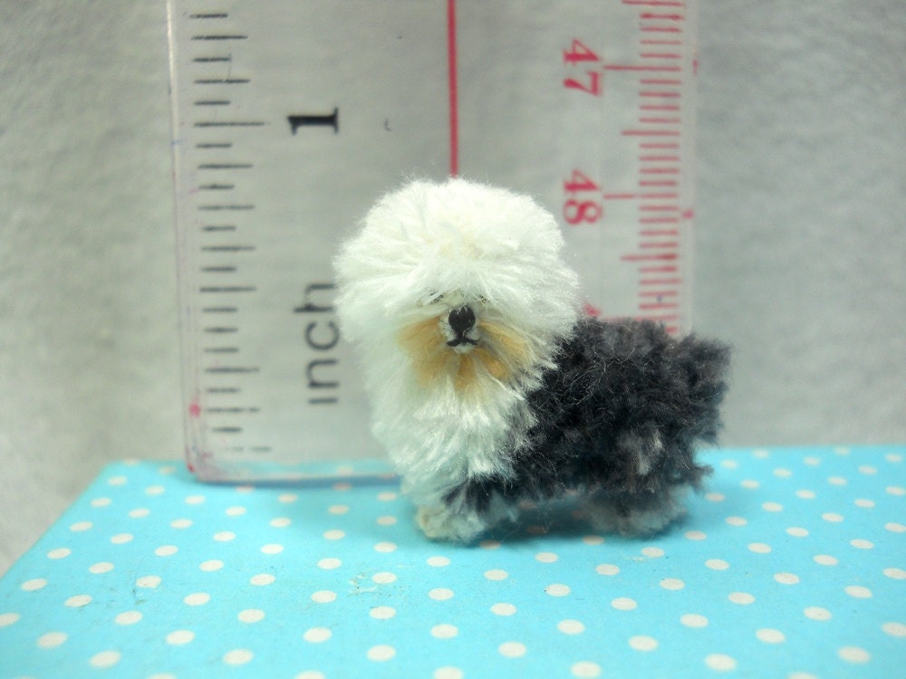 Old English Sheepdog - Tiny Crochet Miniature Dog Stuffed Animals - Made To Order