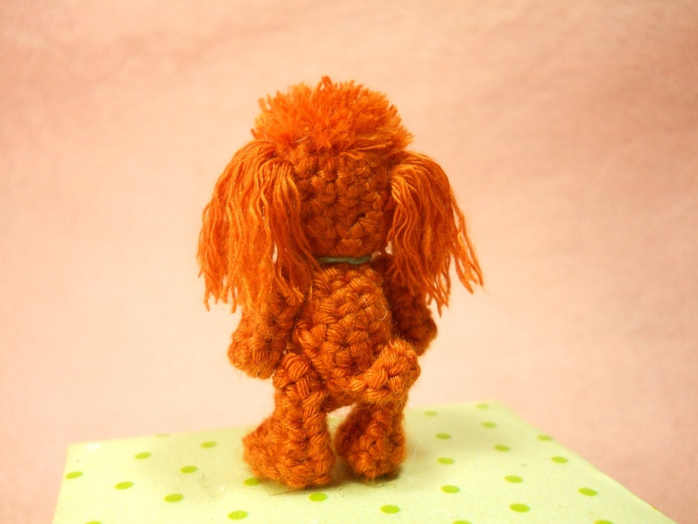 Mini Red Poodle - Crochet Miniature Dog Stuffed Animals - Made To Order