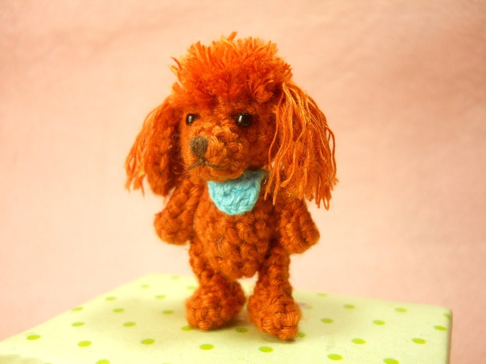 Mini Red Poodle - Crochet Miniature Dog Stuffed Animals - Made To Order
