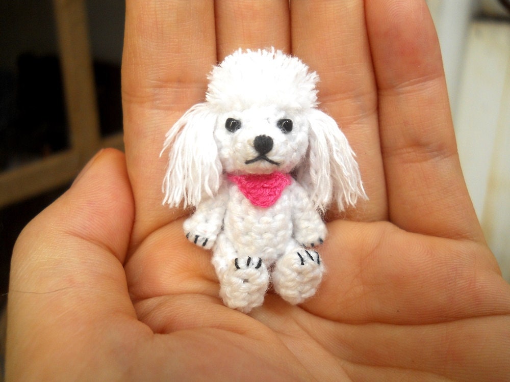 Mini White Poodle - Crochet Miniature Dog Stuffed Animals - Made To Order