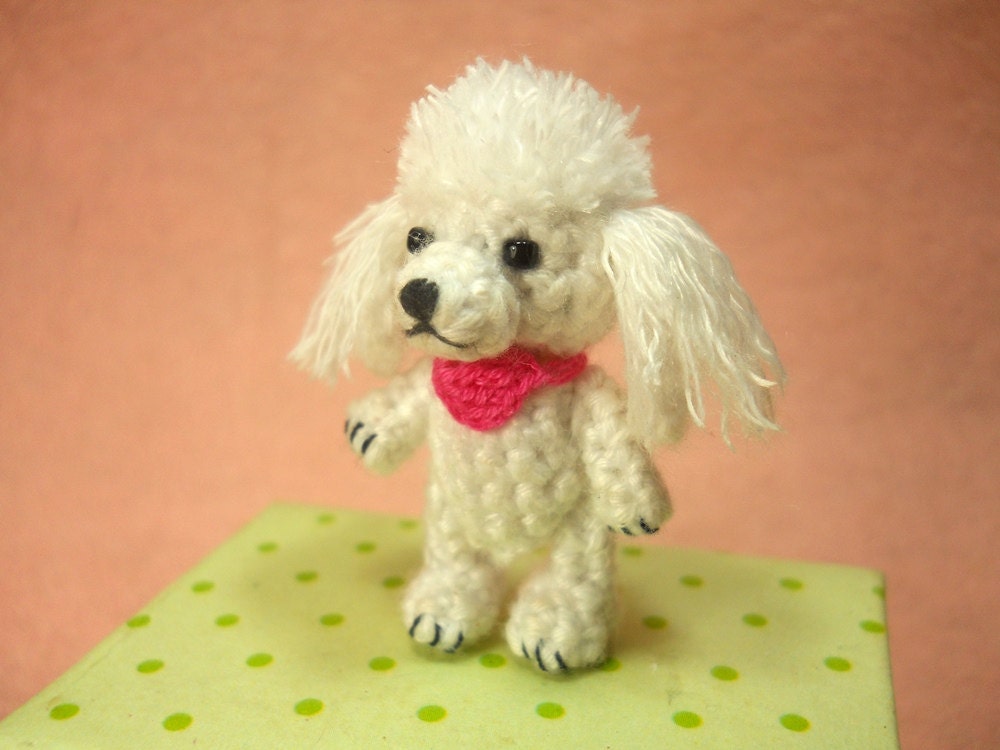 Mini White Poodle - Crochet Miniature Dog Stuffed Animals - Made To Order
