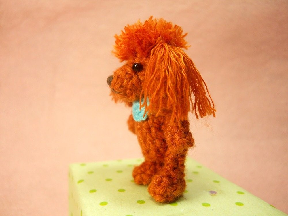 Mini Red Poodle - Crochet Miniature Dog Stuffed Animals - Made To Order