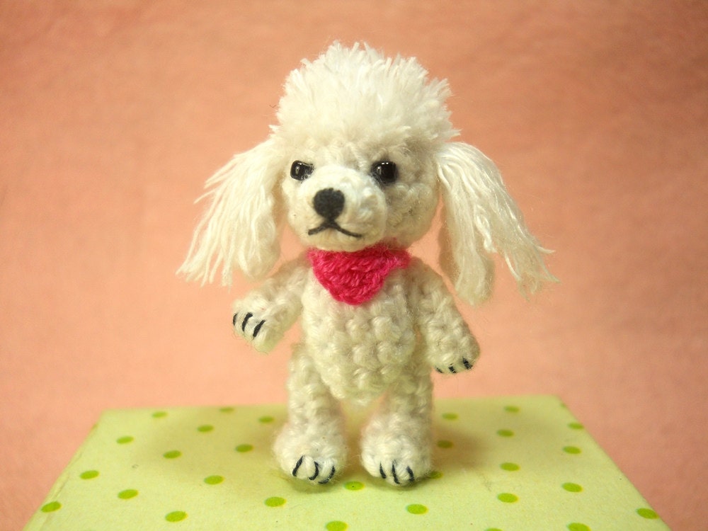 Mini White Poodle - Crochet Miniature Dog Stuffed Animals - Made To Order