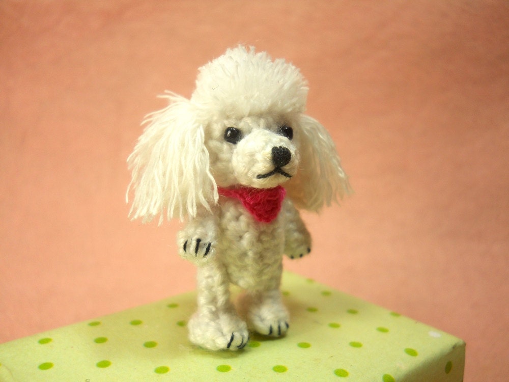 Mini White Poodle - Crochet Miniature Dog Stuffed Animals - Made To Order