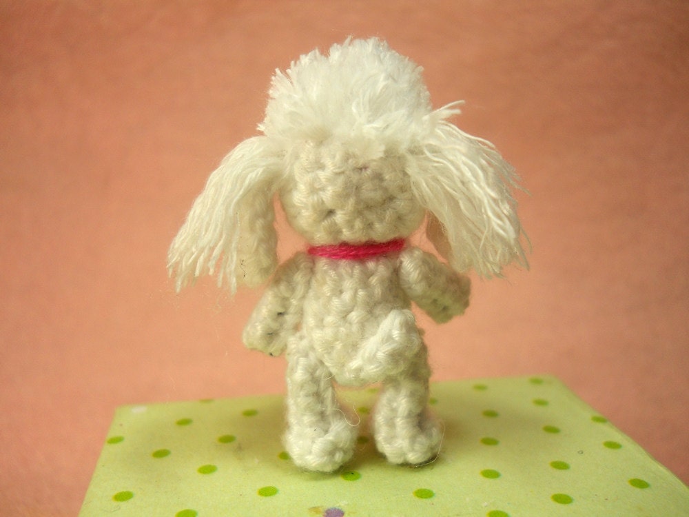 Mini White Poodle - Crochet Miniature Dog Stuffed Animals - Made To Order