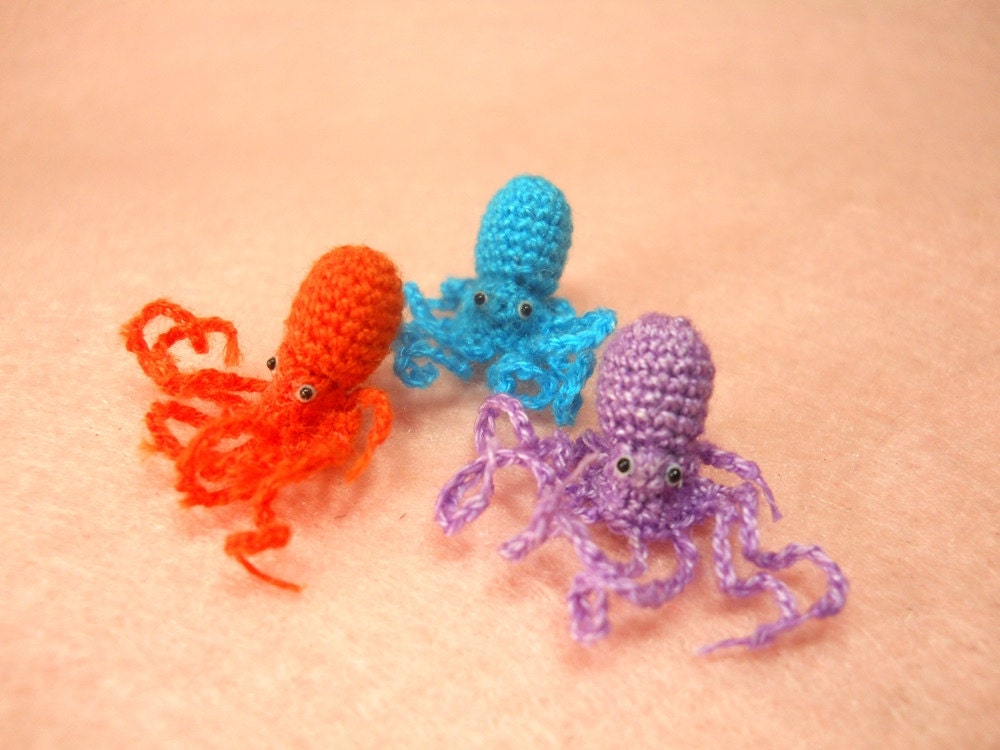 Miniature Octopus - Tiny Crochet Micro Amigurumi Stuffed Animal - Made to Order