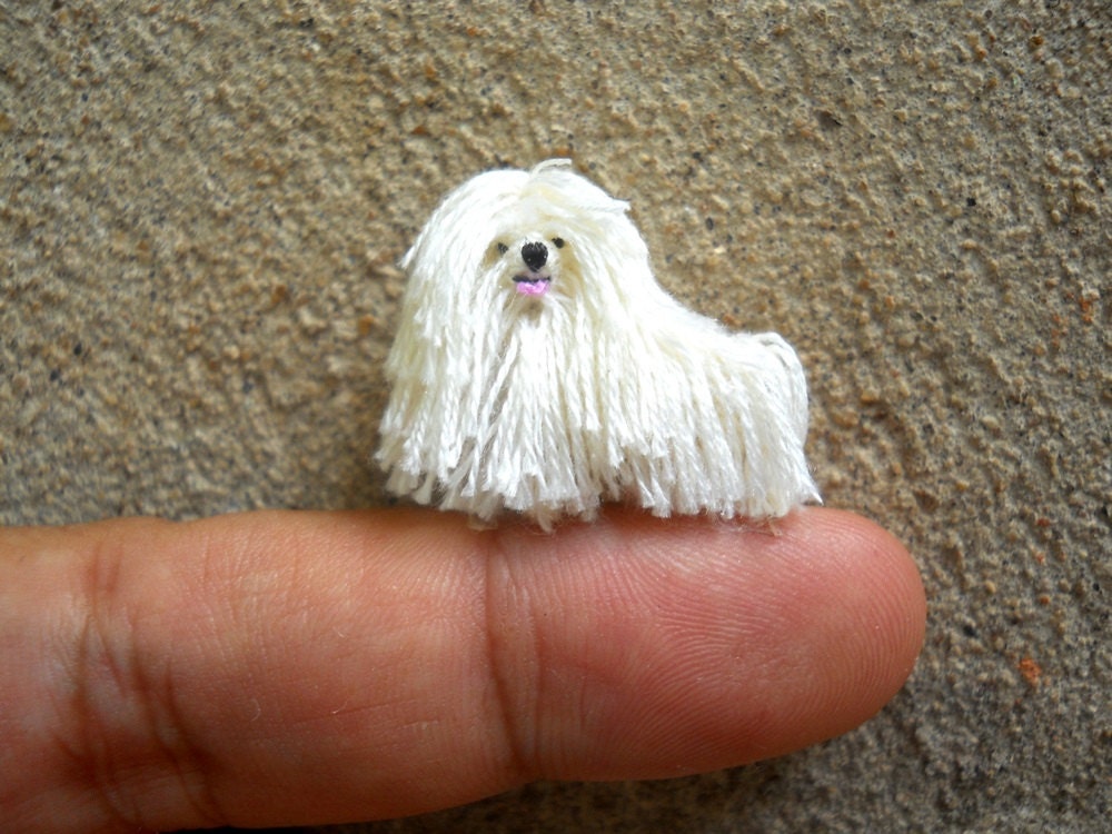 Miniature White Puli - Tiny Crochet Miniature Dog Stuffed Animals - Made To Order