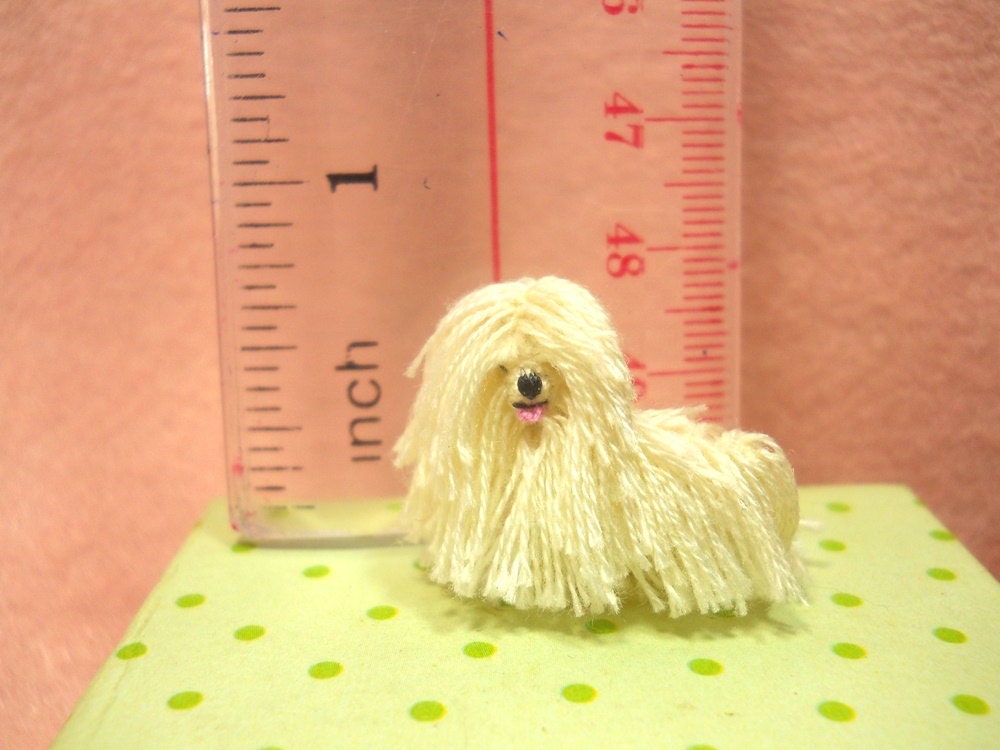 Miniature White Puli - Tiny Crochet Miniature Dog Stuffed Animals - Made To Order