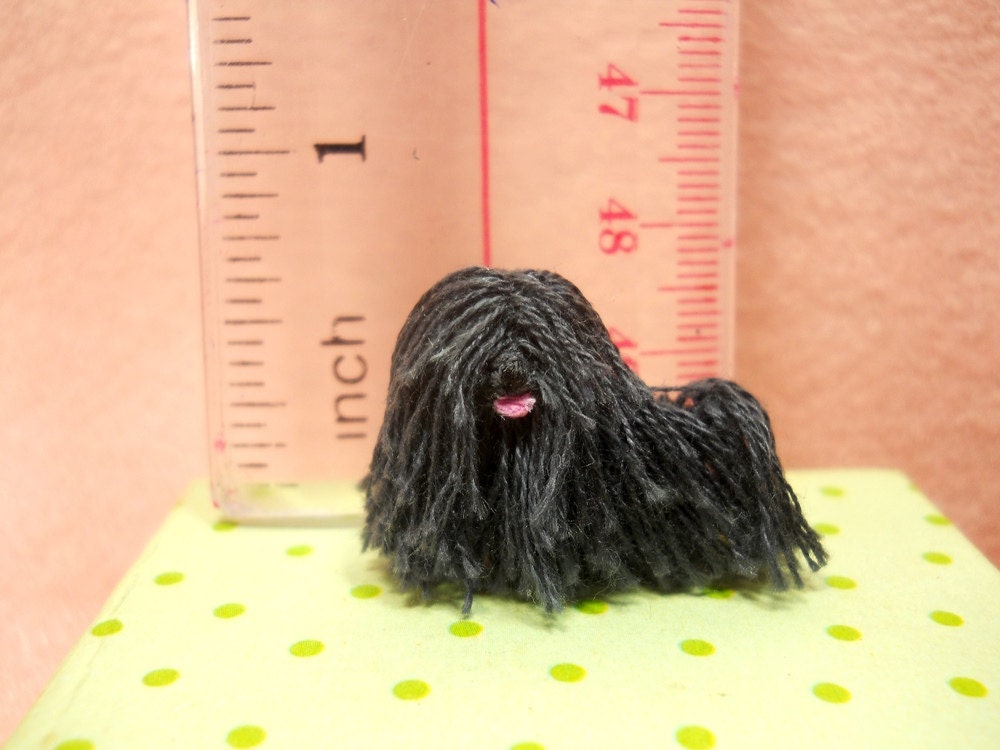 Miniature Black Puli - Tiny Crochet Miniature Dog Stuffed Animals - Made To Order