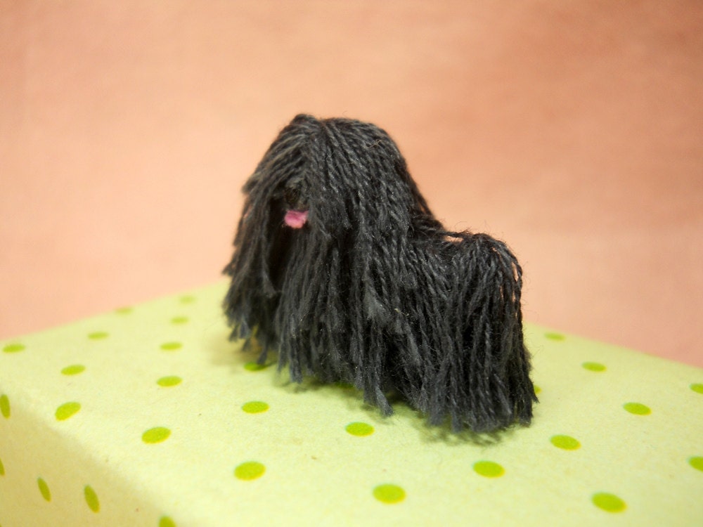 Miniature Black Puli - Tiny Crochet Miniature Dog Stuffed Animals - Made To Order
