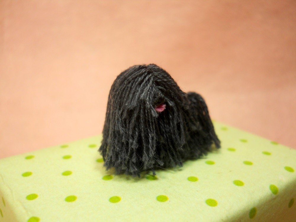 Miniature Black Puli - Tiny Crochet Miniature Dog Stuffed Animals - Made To Order