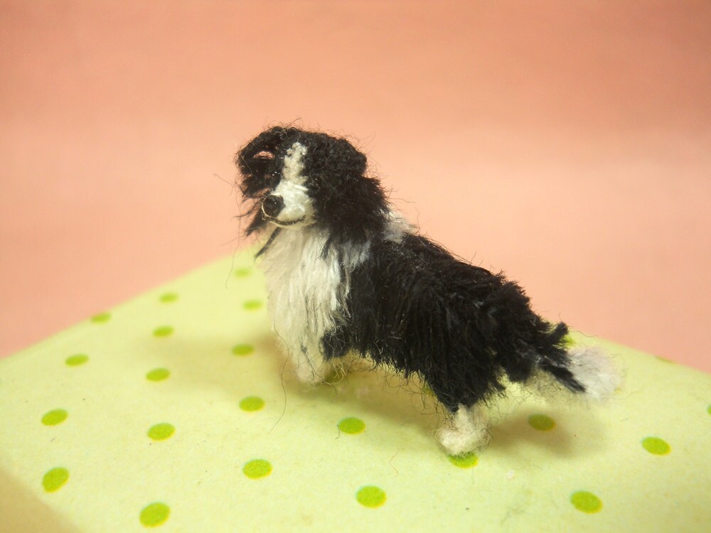 Border Collie - Tiny Crochet Miniature Dog Stuffed Animals - Made To Order