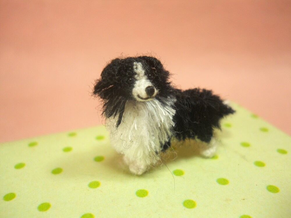 Border Collie - Tiny Crochet Miniature Dog Stuffed Animals - Made To Order