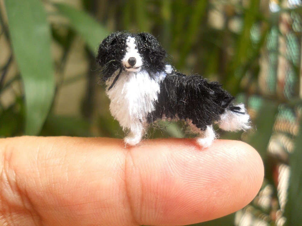 Border Collie - Tiny Crochet Miniature Dog Stuffed Animals - Made To Order