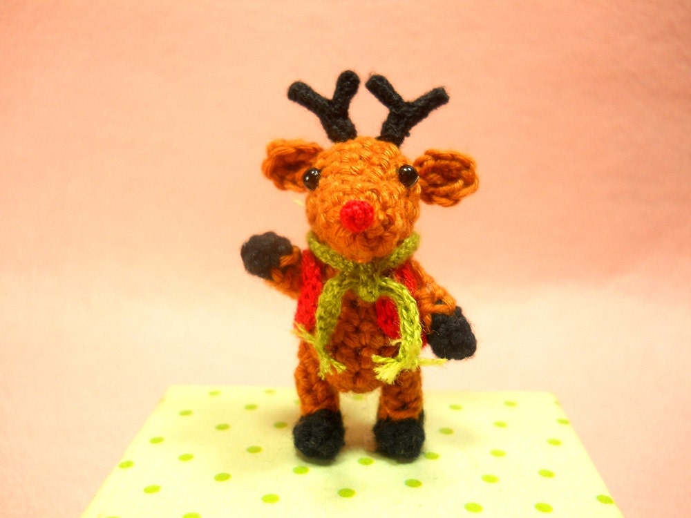 Mini Reindeer - Crochet Miniature Stuffed Animals - Made To Order