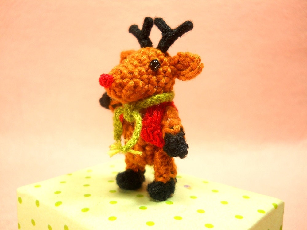 Mini Reindeer - Crochet Miniature Stuffed Animals - Made To Order