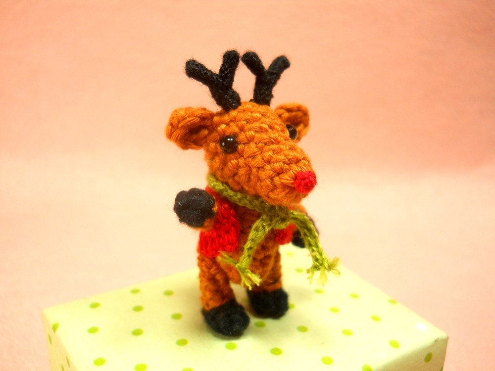 Mini Reindeer - Crochet Miniature Stuffed Animals - Made To Order