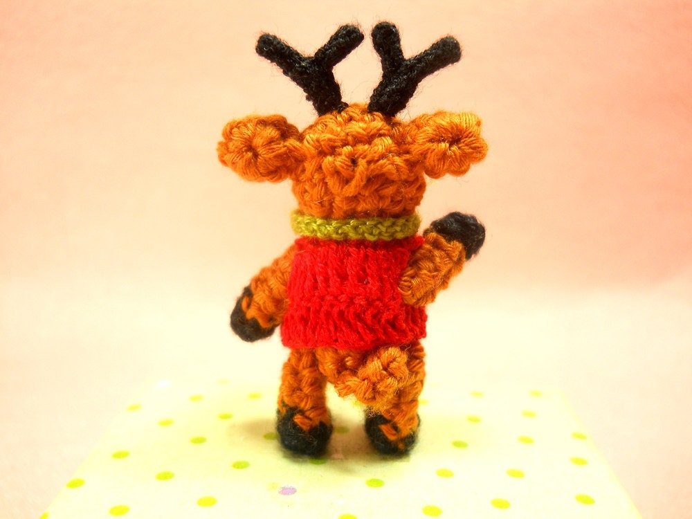 Mini Reindeer - Crochet Miniature Stuffed Animals - Made To Order