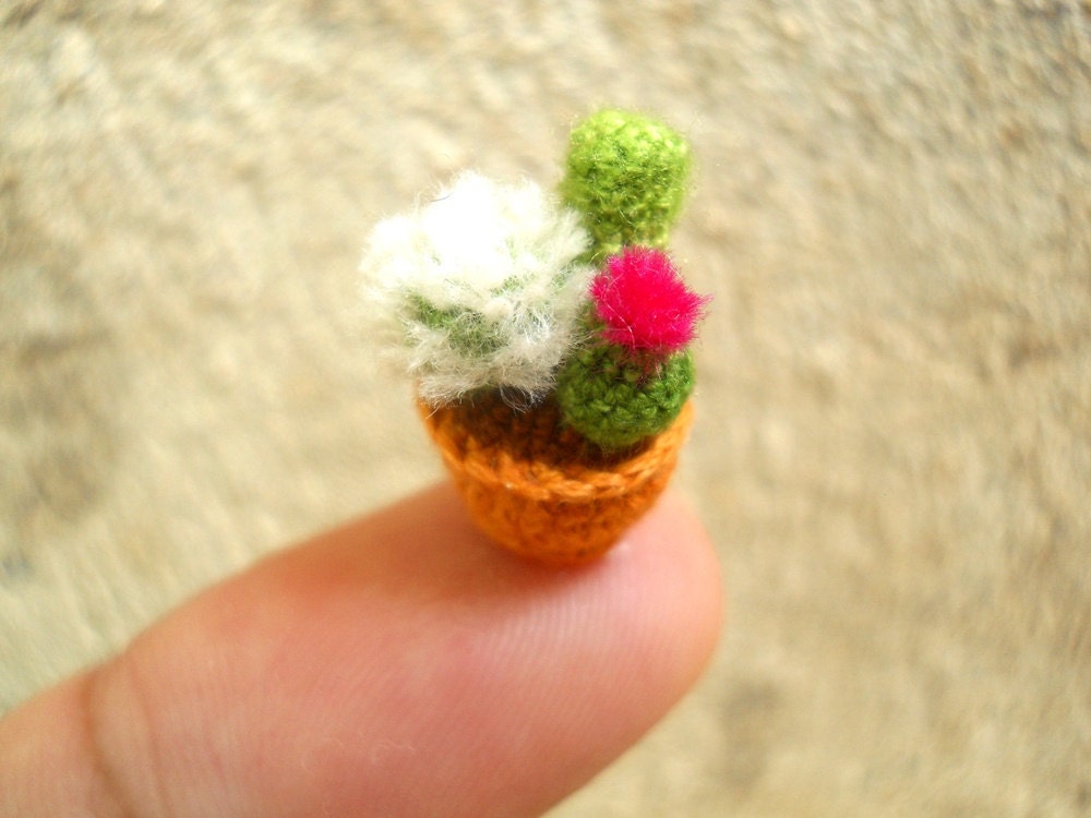 Micro Cactus Type 01 -Tiny Crochet Cactus Amigurumi Plant - Made to Order