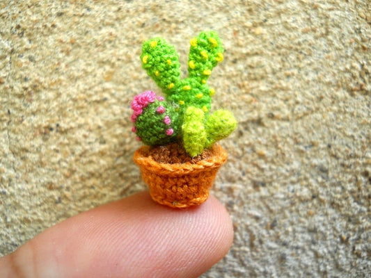 Micro Cactus Type 04 -Tiny Crochet Cactus Amigurumi Plant - Made to Order