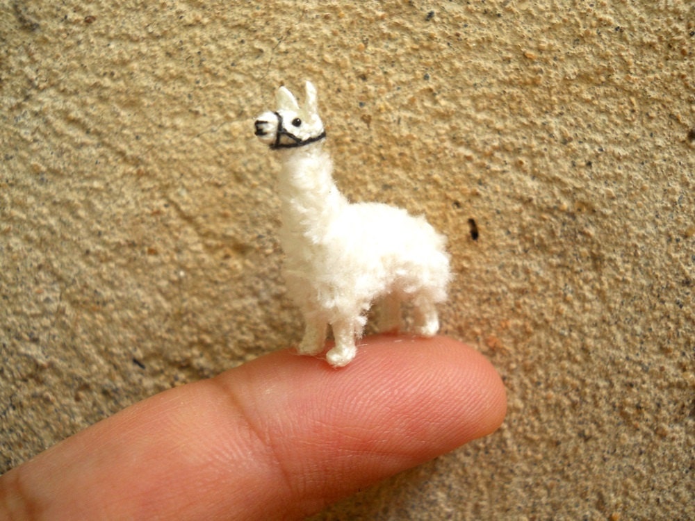 Mini White Llama - Micro Amigurumi Crochet Stuffed Animals - Made To Order