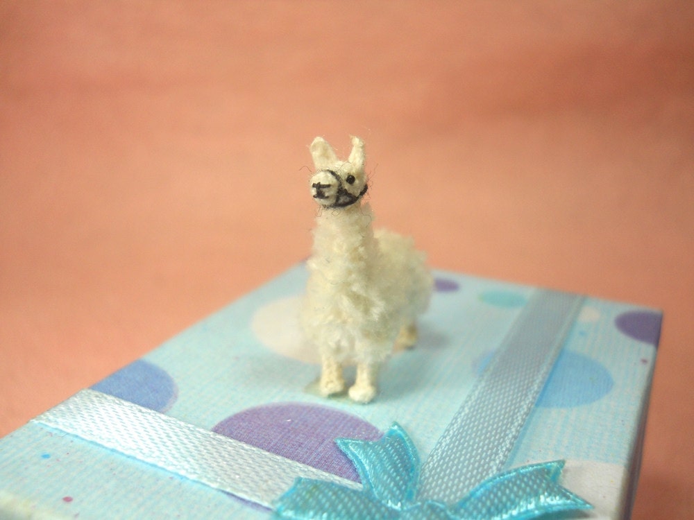Mini White Llama - Micro Amigurumi Crochet Stuffed Animals - Made To Order