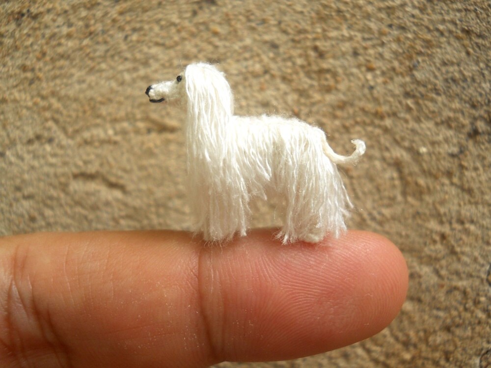 1 Inch Afghan Hound - Micro Crochet Miniature Dog Stuffed Animals - Made To Order