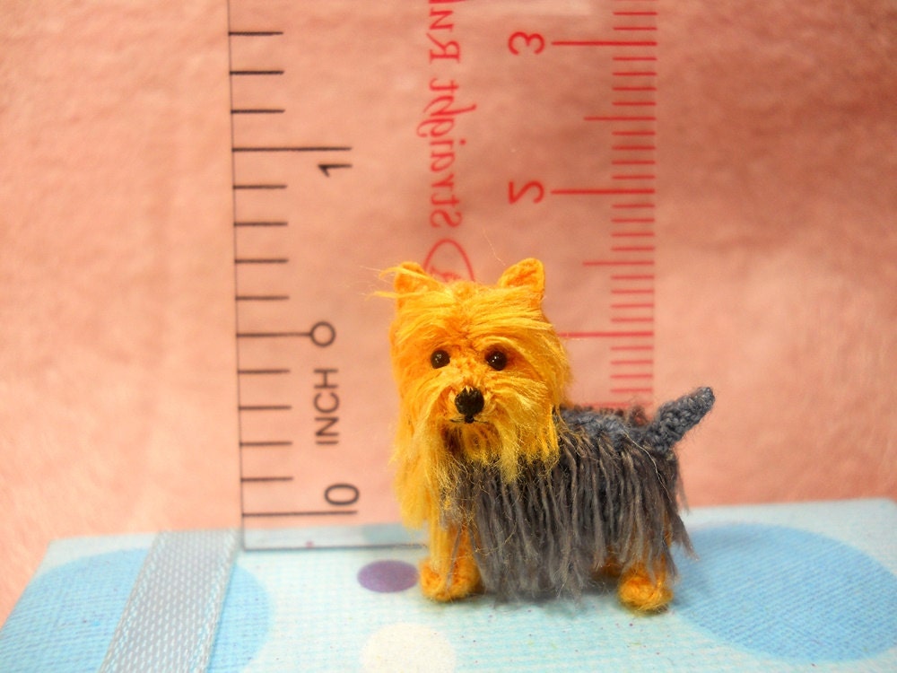 Miniature Yorkshire Terrier - Tiny Crochet Miniature Dog Stuffed Animals - Made To Order