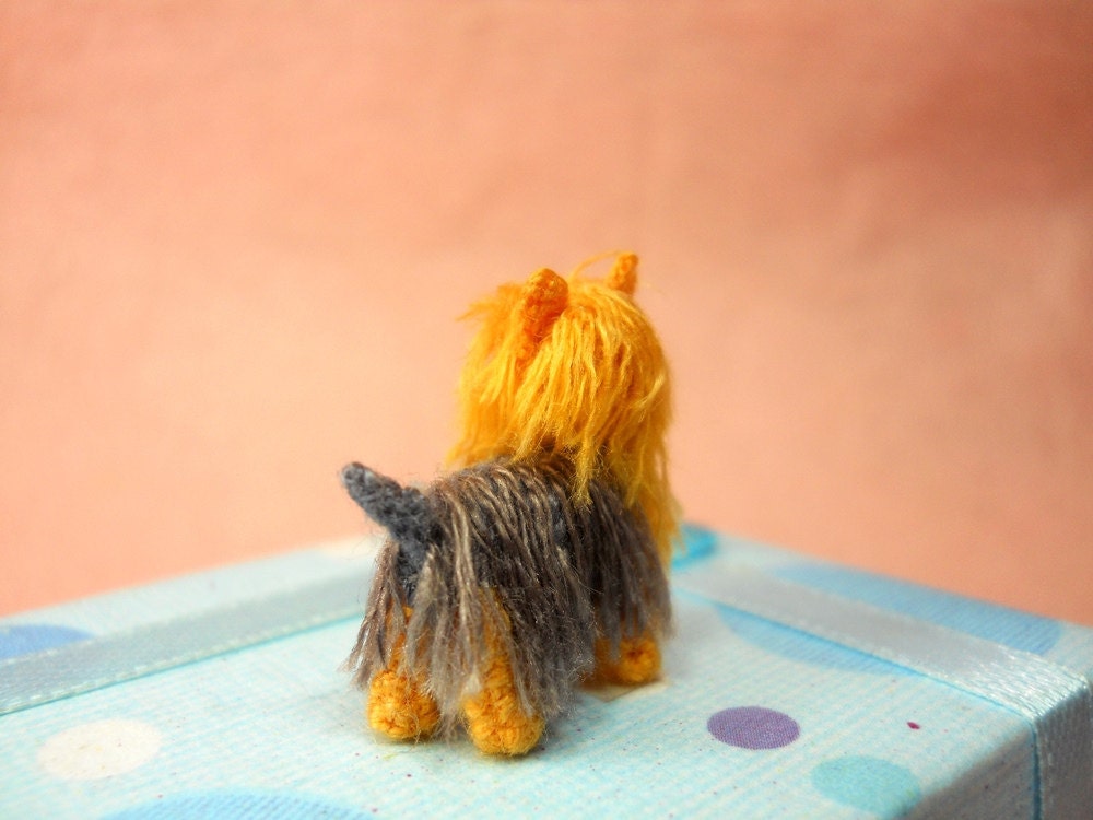 Miniature Yorkshire Terrier - Tiny Crochet Miniature Dog Stuffed Animals - Made To Order