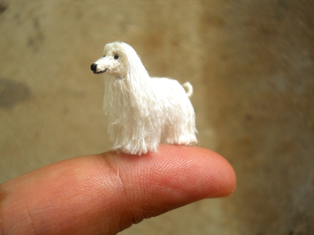 1 Inch Afghan Hound - Micro Crochet Miniature Dog Stuffed Animals - Made To Order