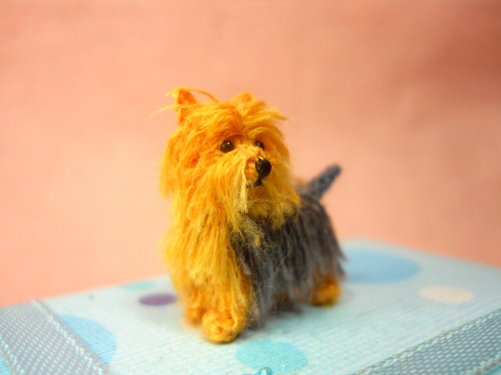 Miniature Yorkshire Terrier - Tiny Crochet Miniature Dog Stuffed Animals - Made To Order