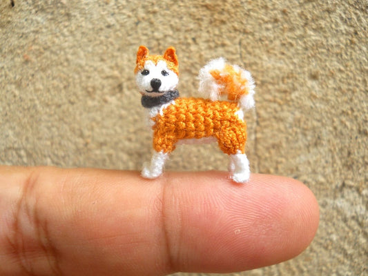 Miniature Akita  - Tiny Crochet Mini Amigurumi Dog Stuff Animal - Made To Order