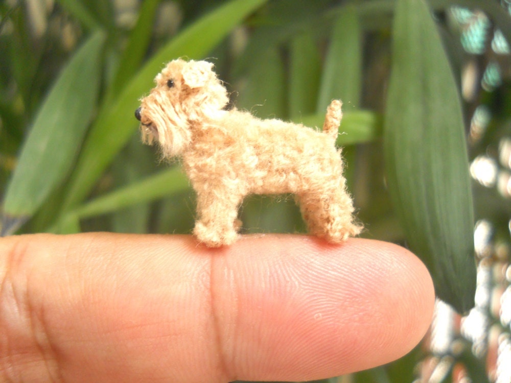 Wheaten Terrier - Tiny Crochet Mini Amigurumi Dog Stuff Animal - Made To Order
