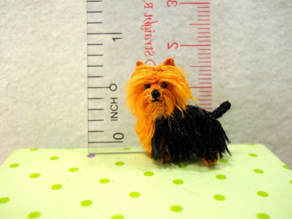 Mini Yorkshire Terrier - Tiny Crochet Miniature Dog Stuffed Animals - Made To Order