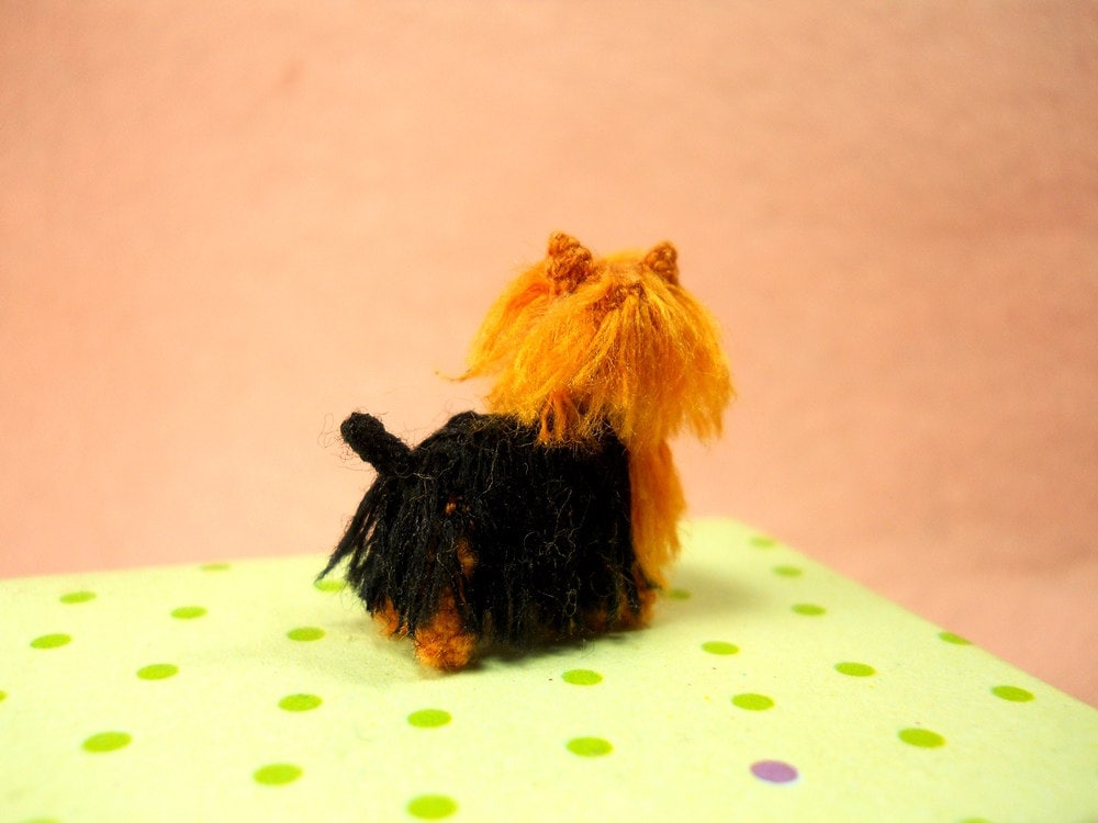 Mini Yorkshire Terrier - Tiny Crochet Miniature Dog Stuffed Animals - Made To Order